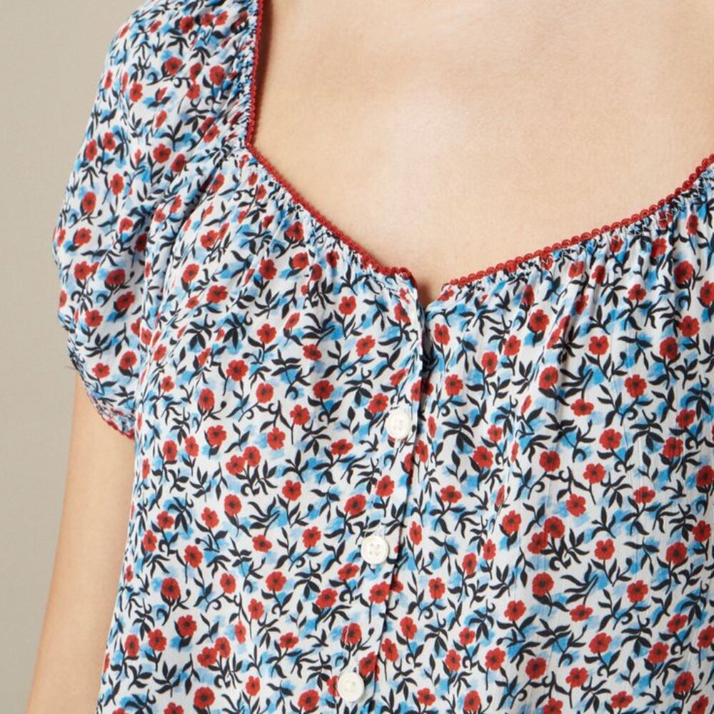 J CREW Cap-sleeve top in poppy crepe de chine SIZE XL NWOT - Picture 2 of 6
